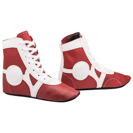 Купить Обувь для самбо SM-0102, кожа, красный Rusco в Бузулуке 